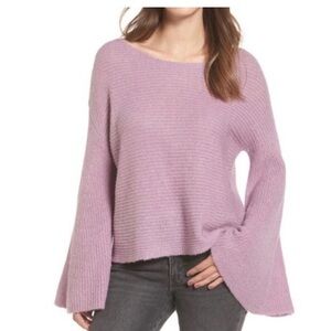 BP Nordstrom Cropped Sweater Bell Sleeve Lavender Knit Boho Size Medium